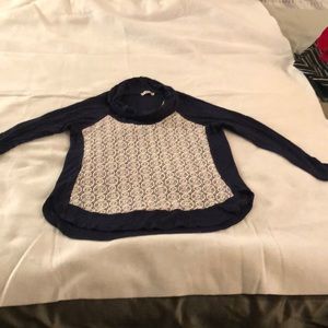 Women’s blue and white lace shirt